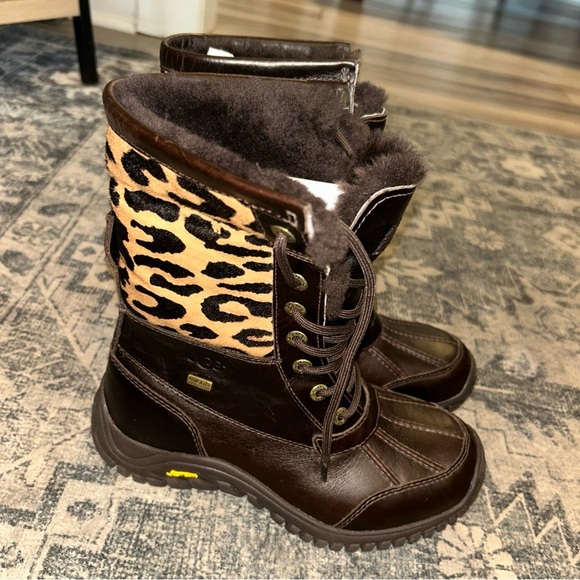 UGG Women's Dark Brown and Leopard Print Winter Boots - Picture 2 of 11